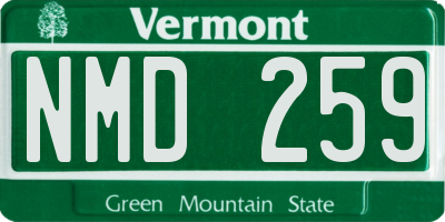 VT license plate NMD259