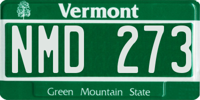 VT license plate NMD273