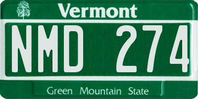 VT license plate NMD274