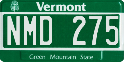 VT license plate NMD275