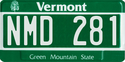 VT license plate NMD281