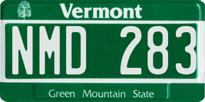 VT license plate NMD283
