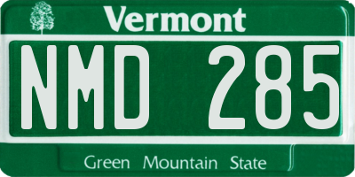 VT license plate NMD285