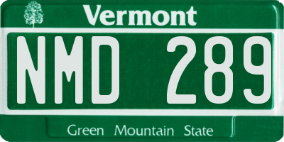 VT license plate NMD289
