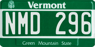 VT license plate NMD296