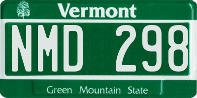 VT license plate NMD298