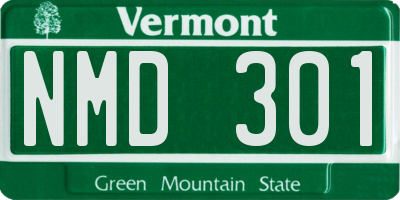 VT license plate NMD301