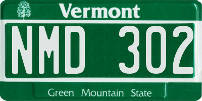 VT license plate NMD302