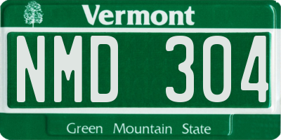 VT license plate NMD304