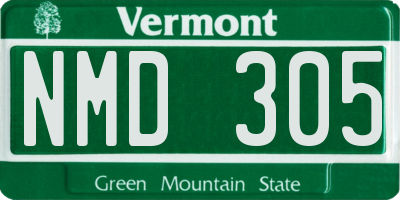VT license plate NMD305