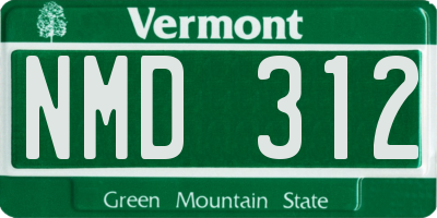 VT license plate NMD312