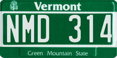 VT license plate NMD314