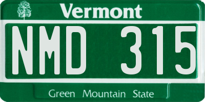 VT license plate NMD315