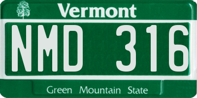VT license plate NMD316