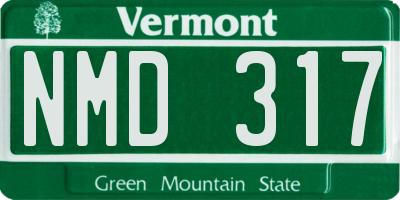 VT license plate NMD317