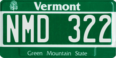 VT license plate NMD322