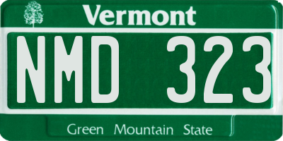 VT license plate NMD323