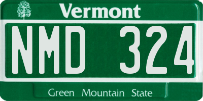 VT license plate NMD324
