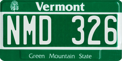 VT license plate NMD326
