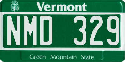 VT license plate NMD329