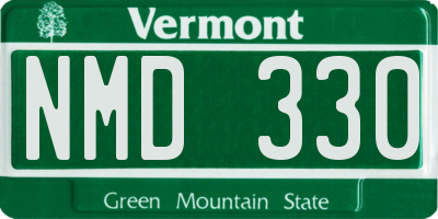 VT license plate NMD330
