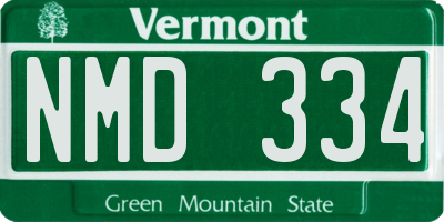 VT license plate NMD334