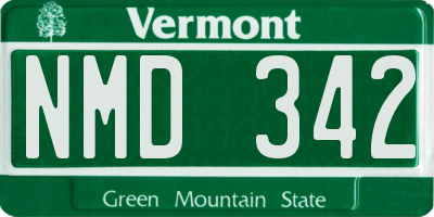 VT license plate NMD342