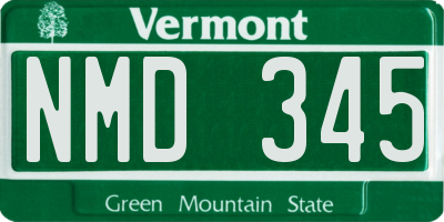 VT license plate NMD345