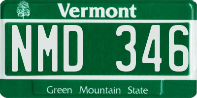VT license plate NMD346