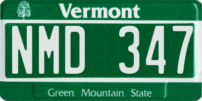 VT license plate NMD347