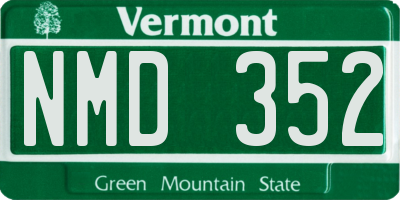VT license plate NMD352