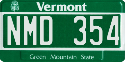 VT license plate NMD354
