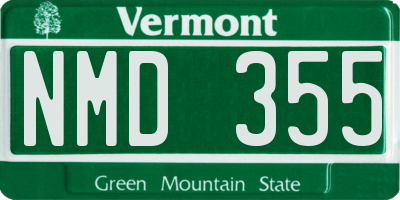VT license plate NMD355
