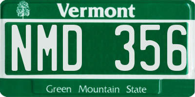VT license plate NMD356
