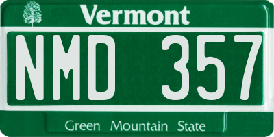 VT license plate NMD357