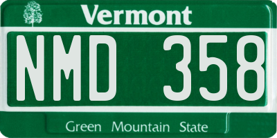 VT license plate NMD358