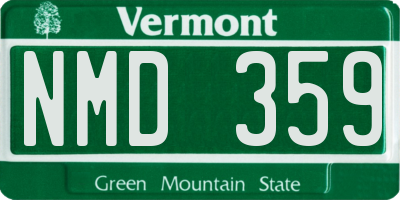 VT license plate NMD359