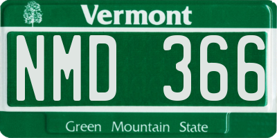 VT license plate NMD366