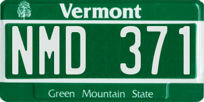VT license plate NMD371