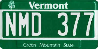 VT license plate NMD377
