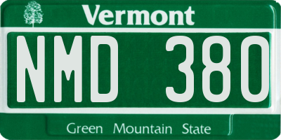 VT license plate NMD380