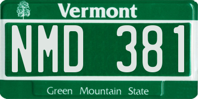 VT license plate NMD381