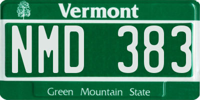 VT license plate NMD383