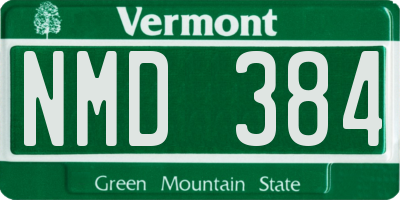 VT license plate NMD384