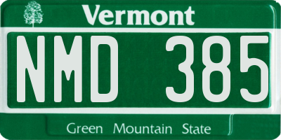 VT license plate NMD385