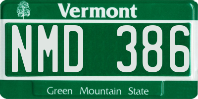 VT license plate NMD386