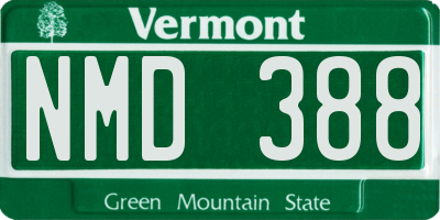 VT license plate NMD388