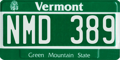 VT license plate NMD389