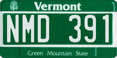 VT license plate NMD391