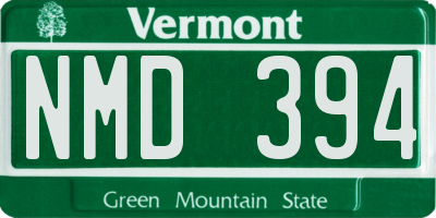 VT license plate NMD394